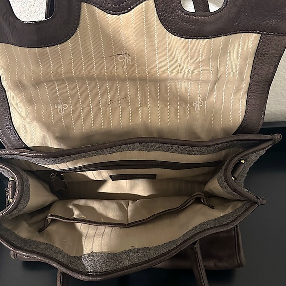 COLE HAAN Crossbody Chocolate brown leather and gray flannel bag - Picture 7 of 12